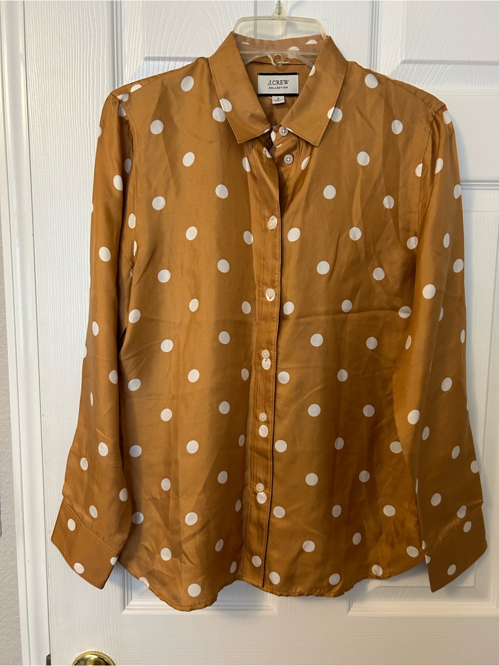 J. Crew Rust Polka Dot Button-Down Shirt/ NWOT/ SILK/ 8